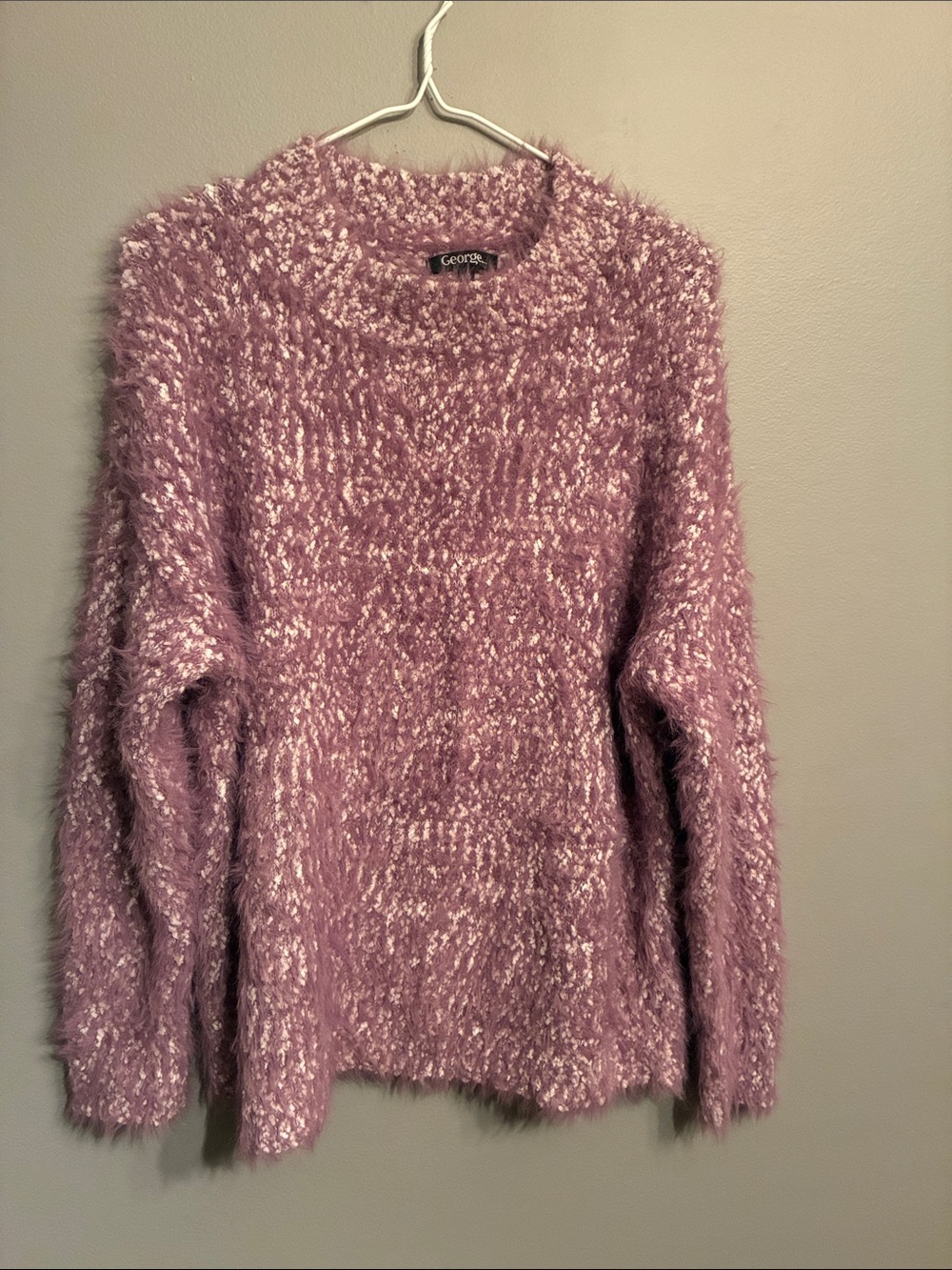 George Mauve Fuzzy Eyelash Crew Neck Sweater